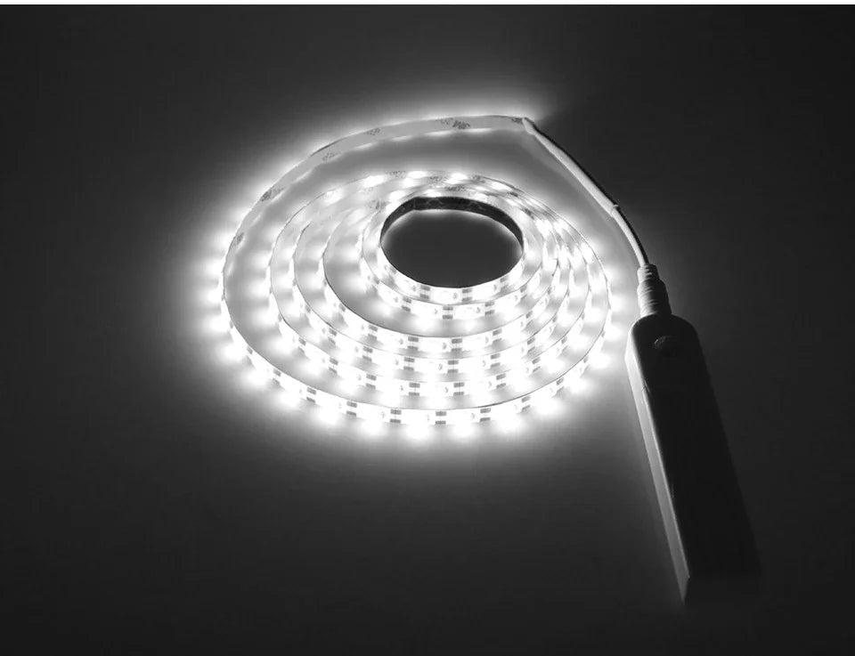 Led Light Strip PIR Motion Sensor Induction Led Strip Battery 60leds/m 2835smd Under Bed Lamp For Closet Wardrobe Cabinet Stairs