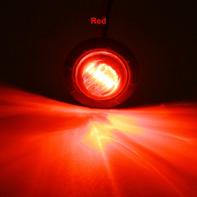 1pc 12V 24V 3LED 3/4" Round Trailer Side Marker Lights Yellow White Red For Trucks Clearance Lights Truck Turn Signal Lamp