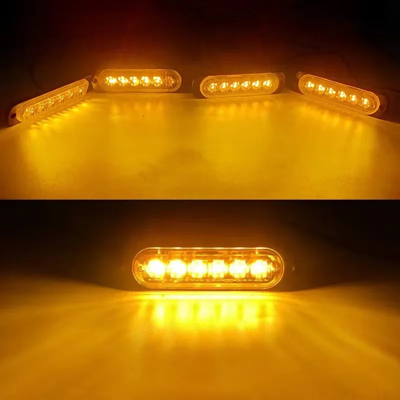 4in 1 LED Grille Lights For Trucks 6-Led Emergency Surface Mount Grill Strobe Light Mini Warning Flashing Bar For Dodge Trucks