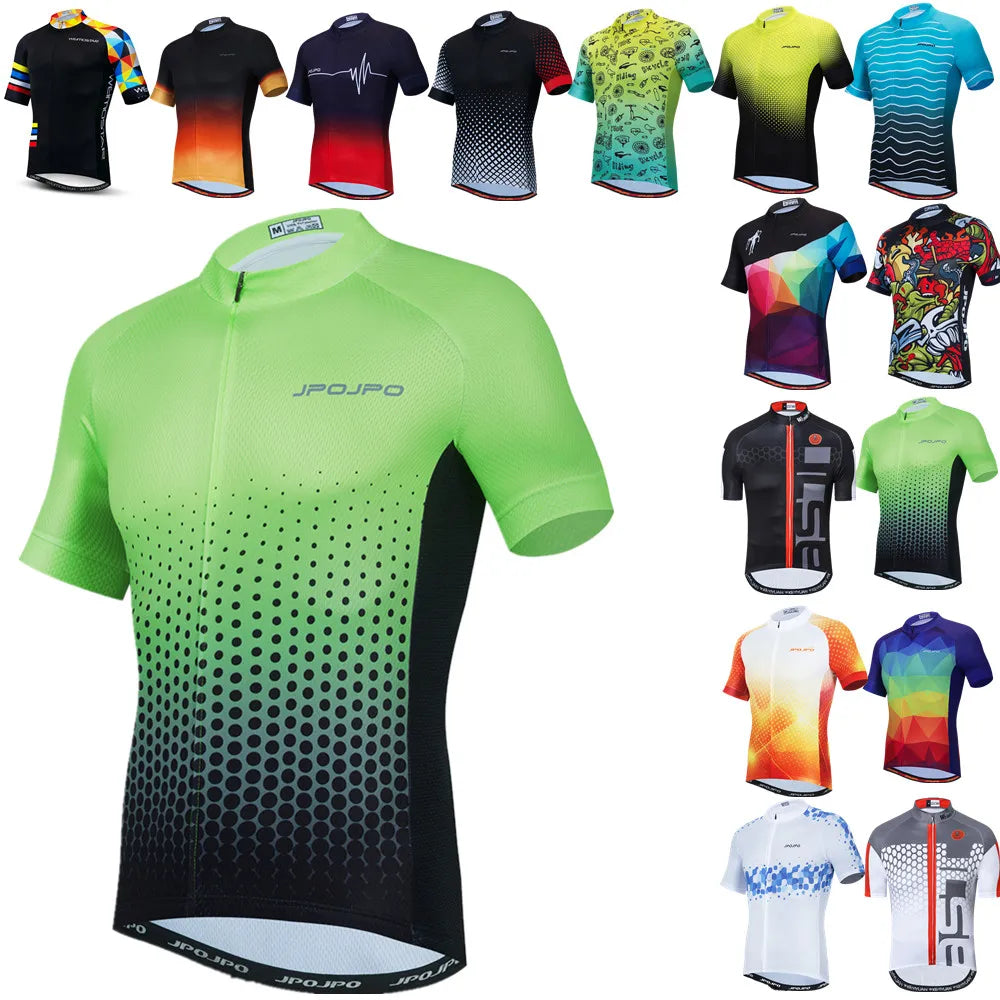 Cycling Jersey Men Bike Top MTB Bicycle Shirt  Mountain Road Riding Clothing Short Sleeve Summer Cyclist biking Clothes Green