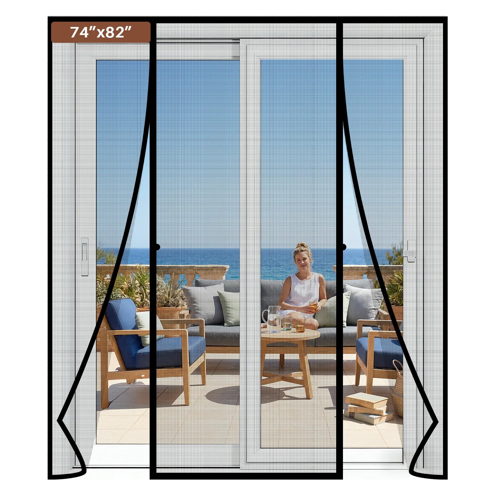 Magnetic Screen Door for Sliding & French Doors Double-Sided Opening Screen Reinforced Mesh with Strong Magnets for Large Front