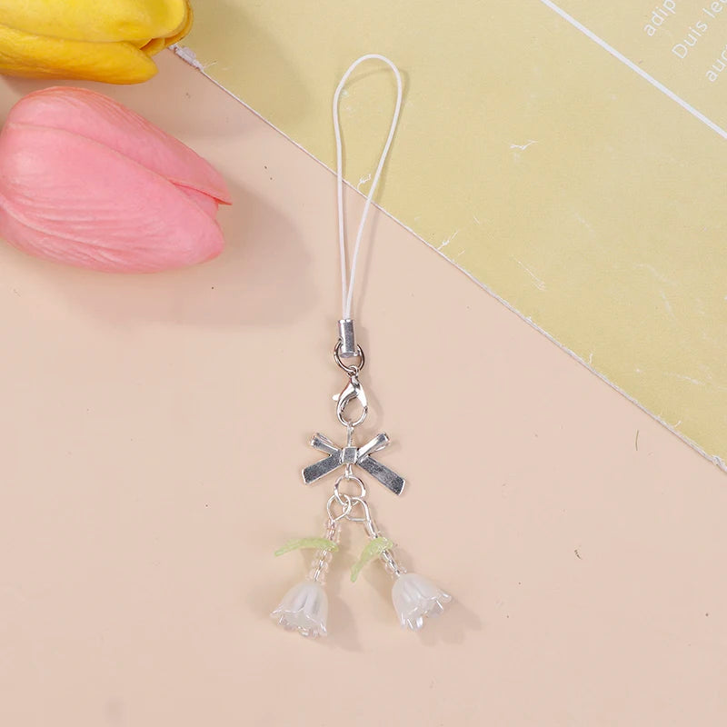 Creative Beaded Delicate Cell Phone Pendant Hanging Chain Sweet Y2K Phone Case Headset Backpack Accessories Gift