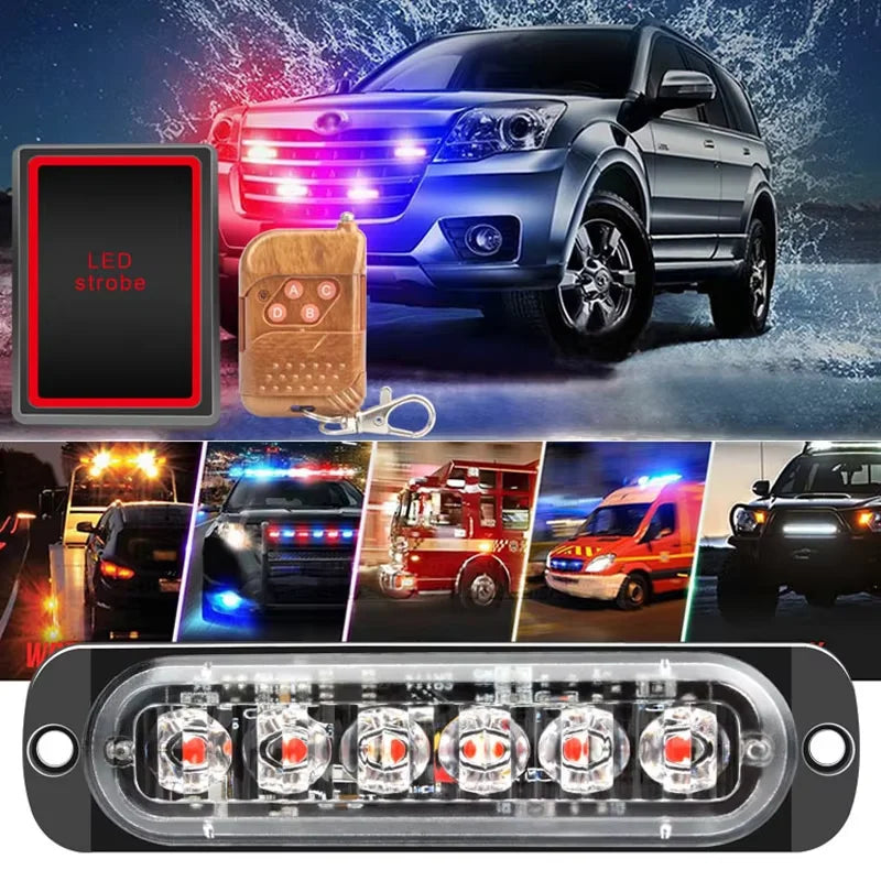 24 LED Strobe Light Wireless Car Emergency Flashing Light Car LED 12V Trailer Truck Strobos Police Warning Light Auto Diode Lamp