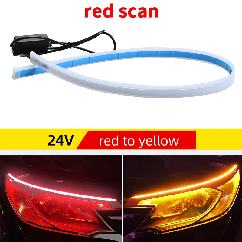 2 Pcs 24v LED Truck Light,for 30cm 45cm 60cm 70cm Truck Headlight Decor Warning Lamp,Yellow Turn Signal Bar,Truck Accessories