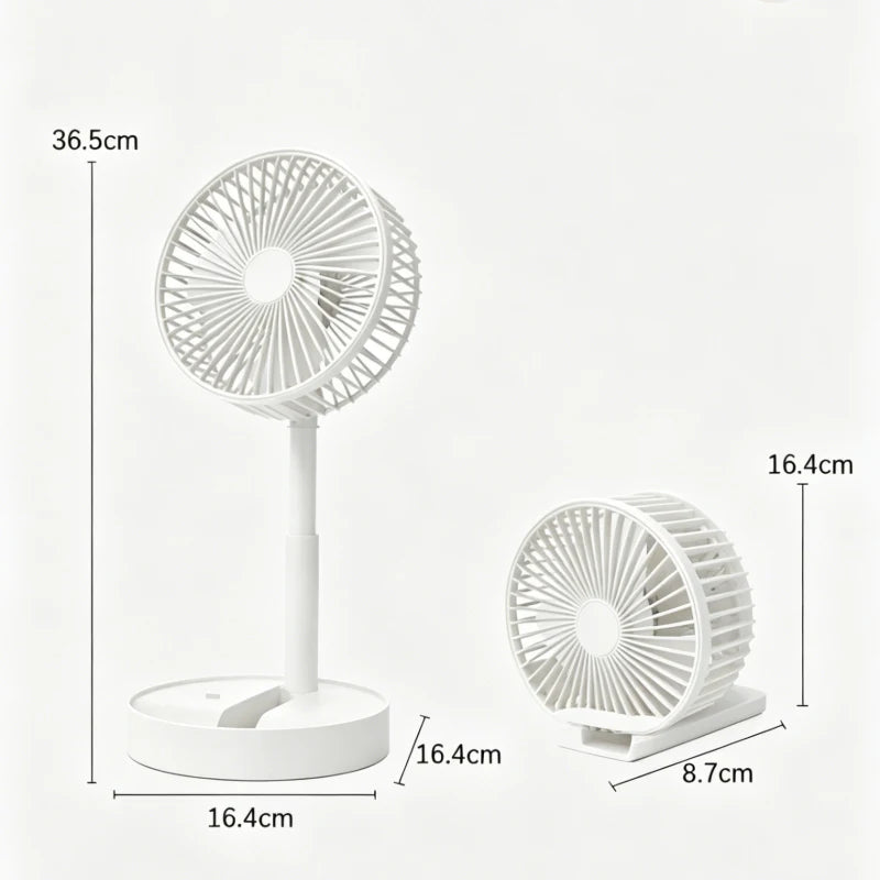 Foldable Retractable Mini Desk Fan USB Rechargeable Portable Small Electric Fan With Built In Phone Stand Storage Design For Off