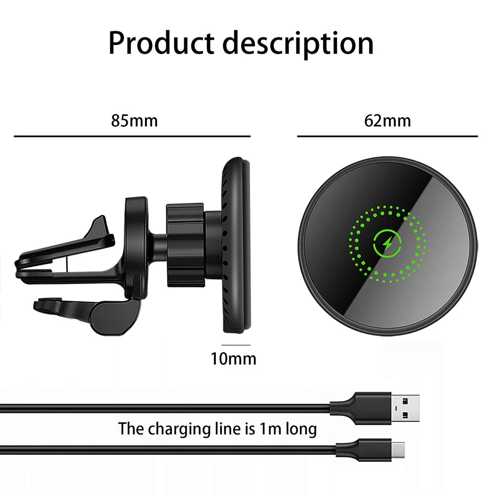 Magnetic Wireless Car Charger Mount 30W Fast Charging Stand Air Vent Phone Holder for iPhone 17 16 15 14 13 12 Pro Max Plus
