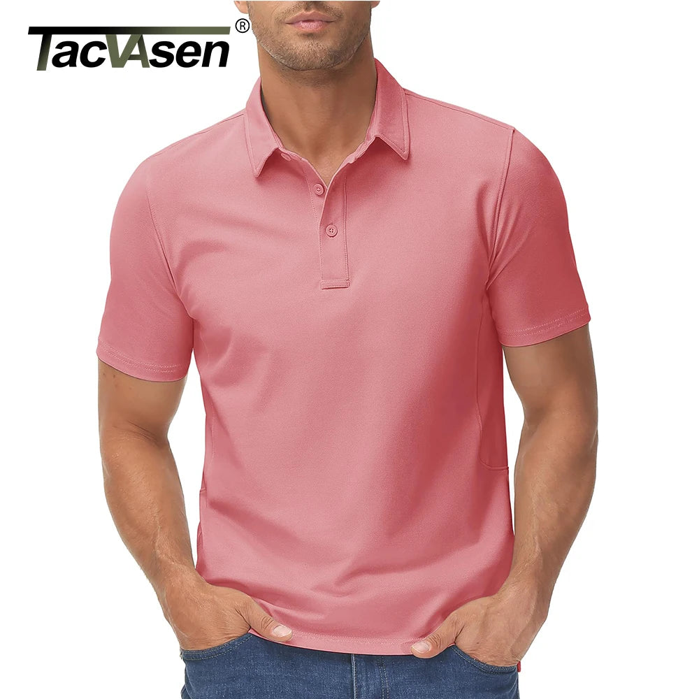 TACVASEN Summer 72% Cotton Polos T-shirts Mens Breathable Golf Polo T-Shirt Active Sport Hiking Tee shirts Casual Work Tops Male