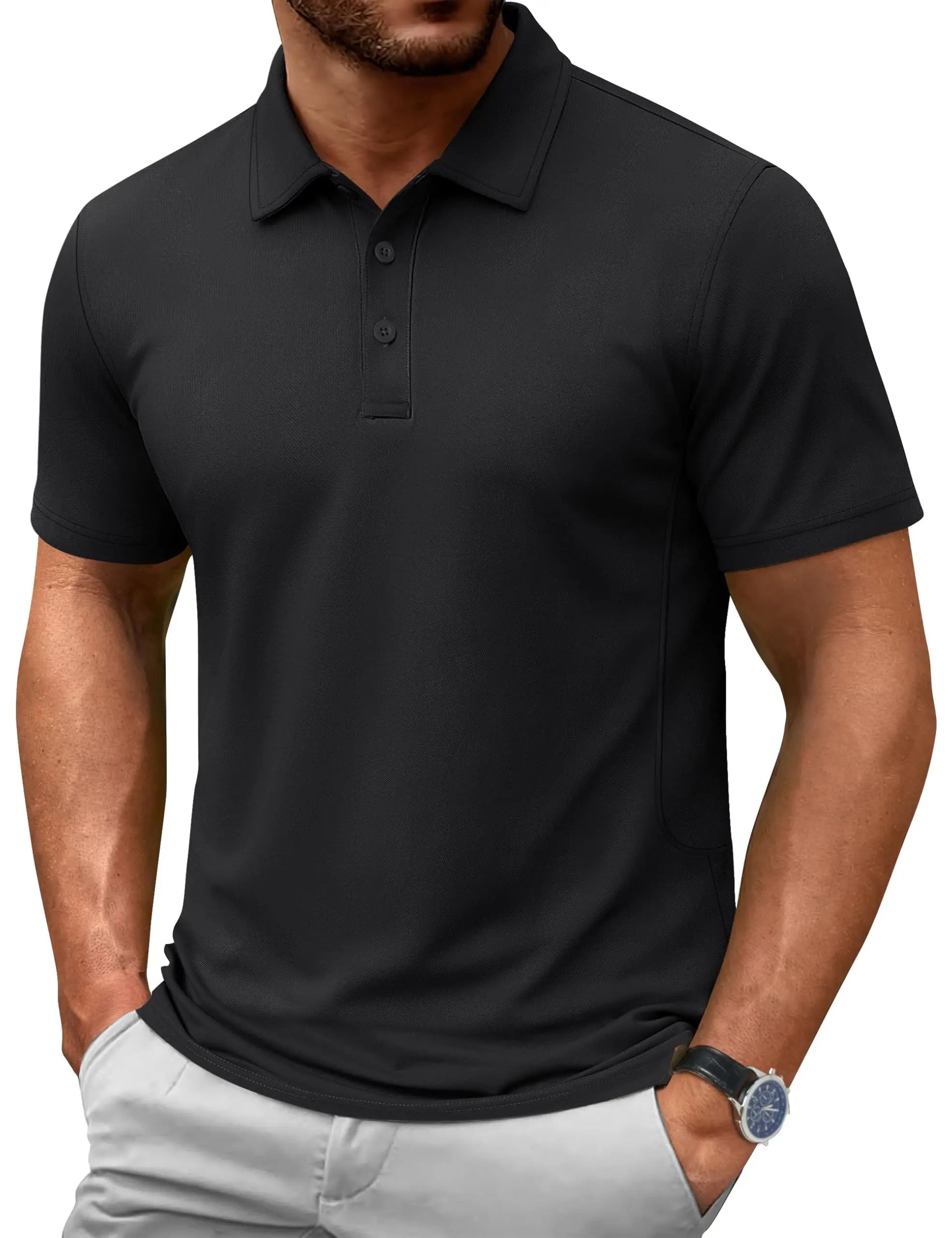 TACVASEN Summer 72% Cotton Polos T-shirts Mens Breathable Golf Polo T-Shirt Active Sport Hiking Tee shirts Casual Work Tops Male