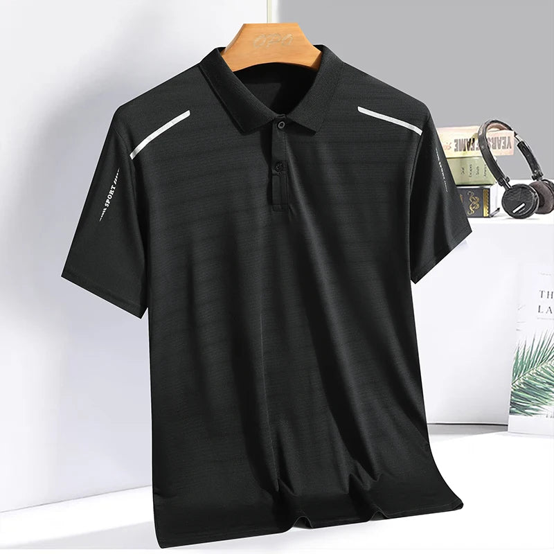Men's Ice Silk Polo Shirt — Quick-Dry Breathable Sports T-Shirt