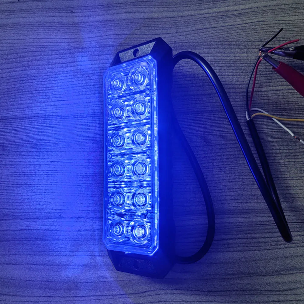 LED Flashing Strobe Lights for 12-24V Trucks 12LEDS Car Vehicle Mini Grille  Head Emergency Beacon Hazard Warning Lights