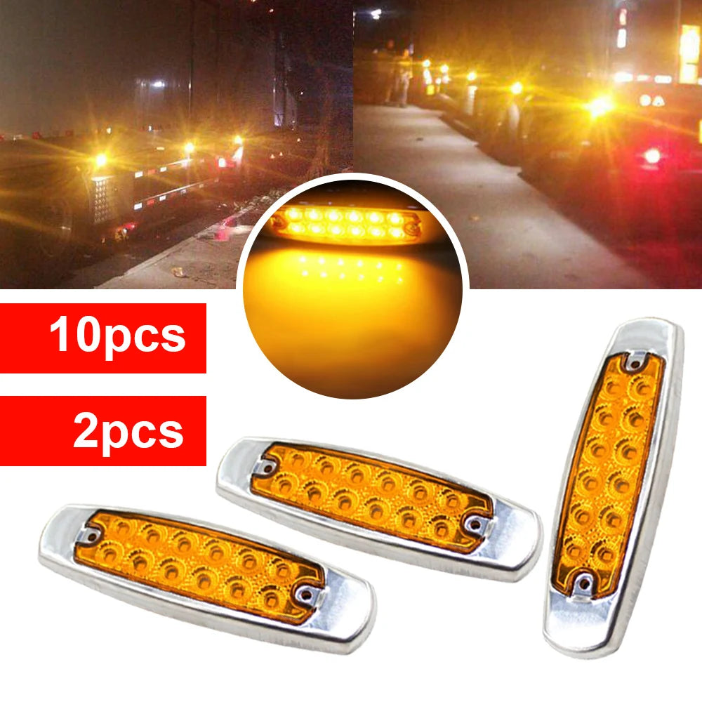 10Pcs 12-24V LED 12LED Car Side Marker Light Universal For Truck For Truck Trailer Lorry Caravan Waterproof Clearance Light