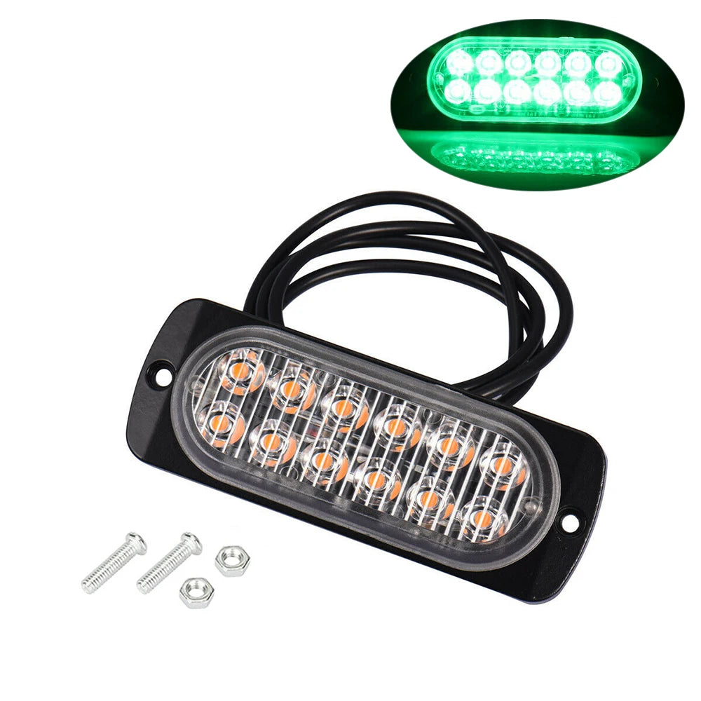12 LED Strobe Lights Emergency Flashing Beacon Warning Light 12V 24V Stroboscopes For Auto DRL Car Truck Police Amber Red Blue
