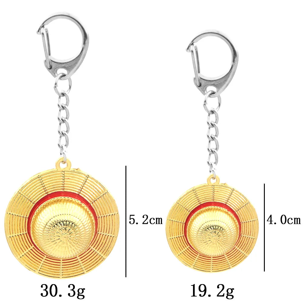 Classic Anime Keychain Straw Hat Pendant Metal Key Chains For Fans Cosplay Keyrings Accessories Jewelry