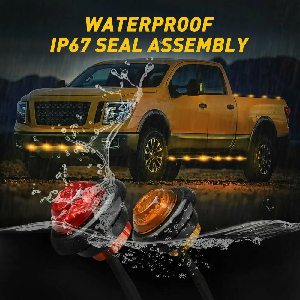 10Pcs LED Side Marker Lights 12V/24V Truck Warning Tail Light Trailer Lorry Car Caravan Boat Turn Signal Lamp Indicators Light