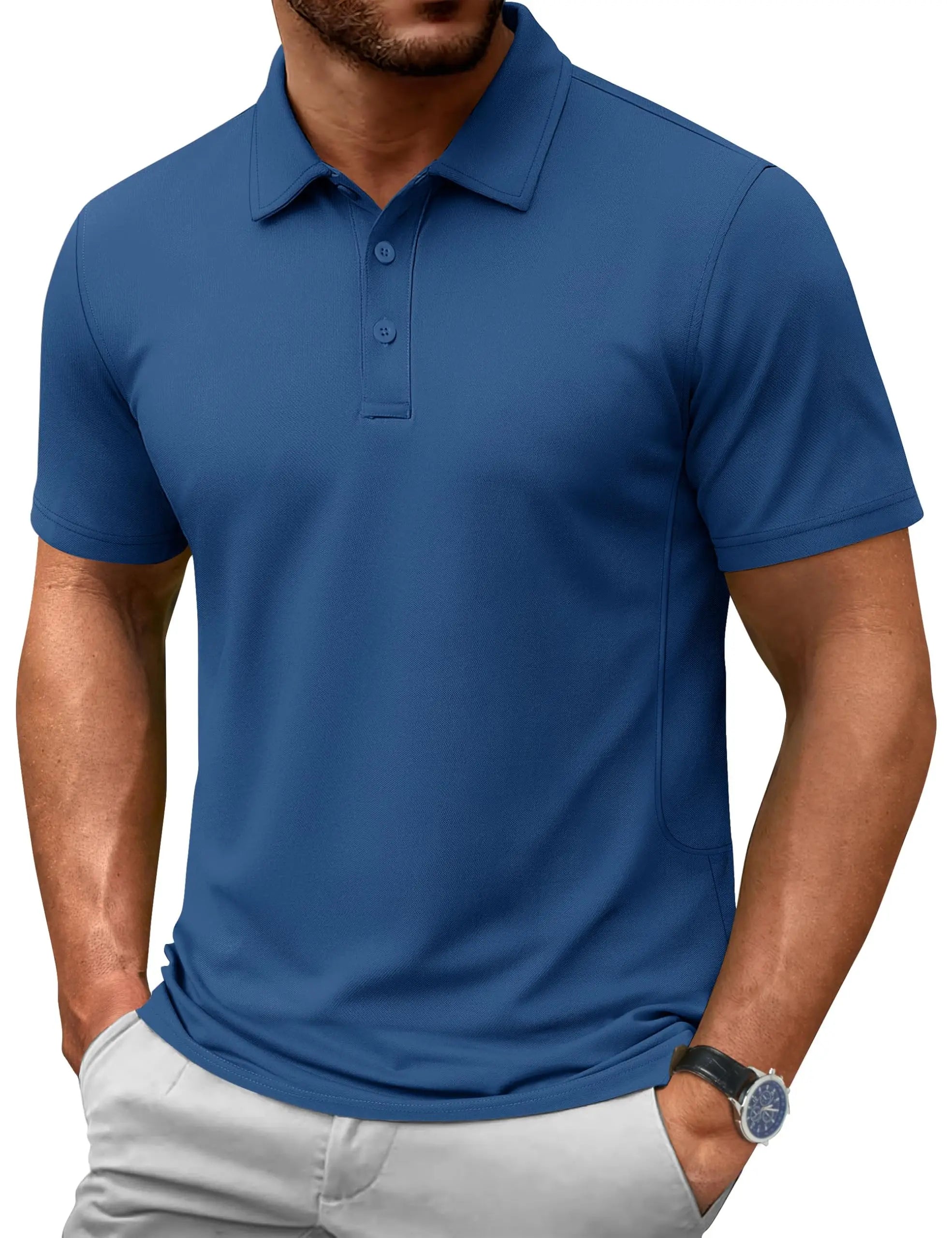 TACVASEN Summer 72% Cotton Polos T-shirts Mens Breathable Golf Polo T-Shirt Active Sport Hiking Tee shirts Casual Work Tops Male