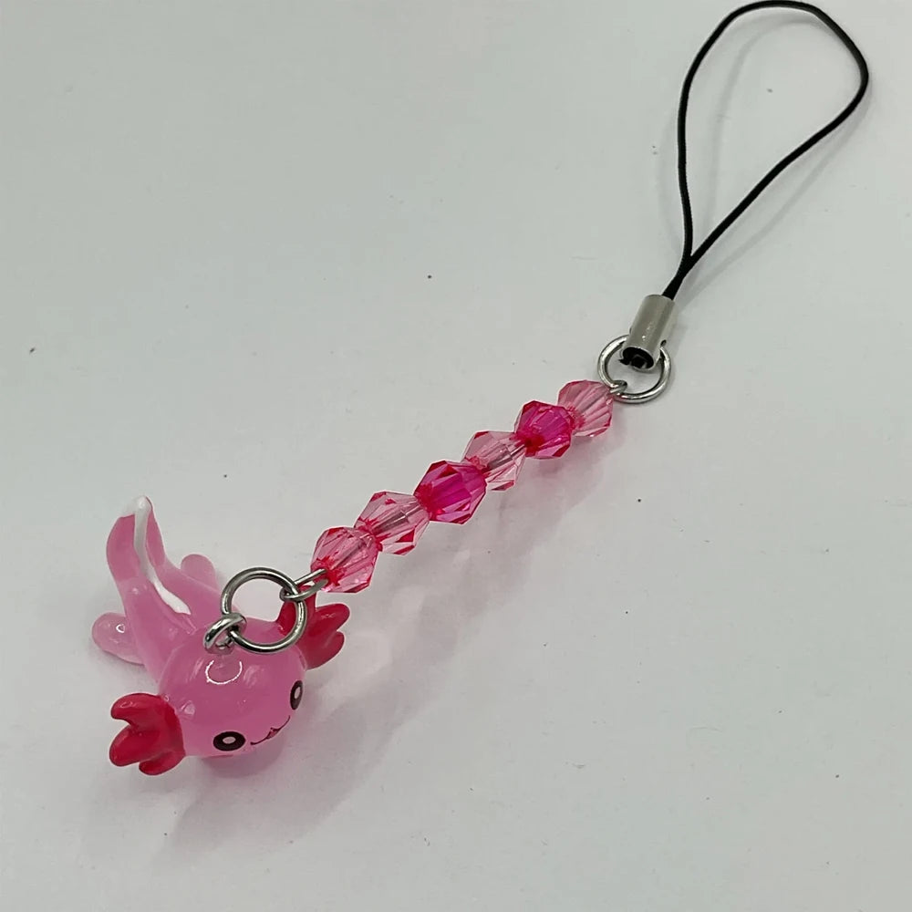 1pcs Cute Resin Axolotl Phone Charm, Kawaii Animal Lanyard Strap, Mobile Phone Chain, Cellphone Accessories