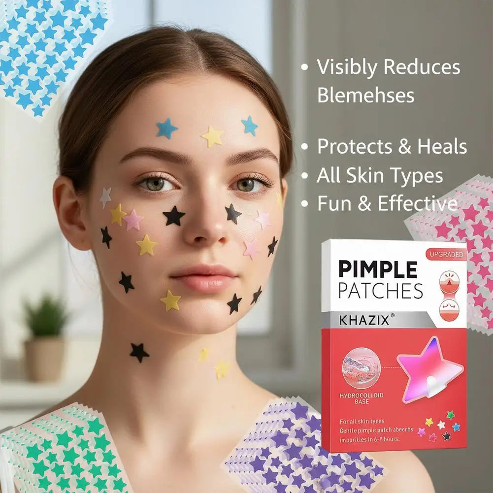 280pcs Hydrocolloid Pimple Patches Colorful Star Facial Acne Patches Invisible Ultra-thin Pimples Cover Patches Daily SkinCare