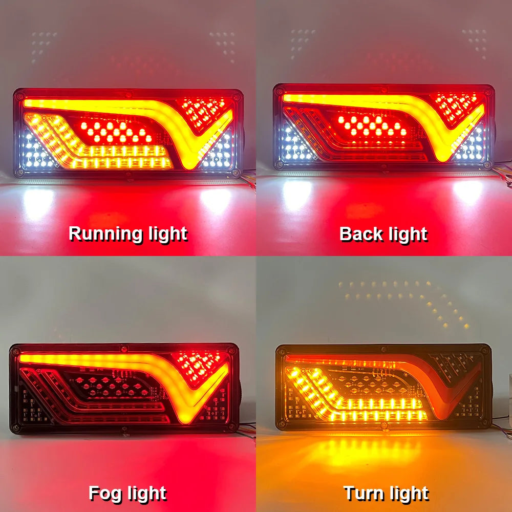 12/24V Trailer Lorry Bus Camper Caravan 2PCS Turn Signal Rear Brake Lights Dynamic LED Reverse Lamp Truck Tail Light