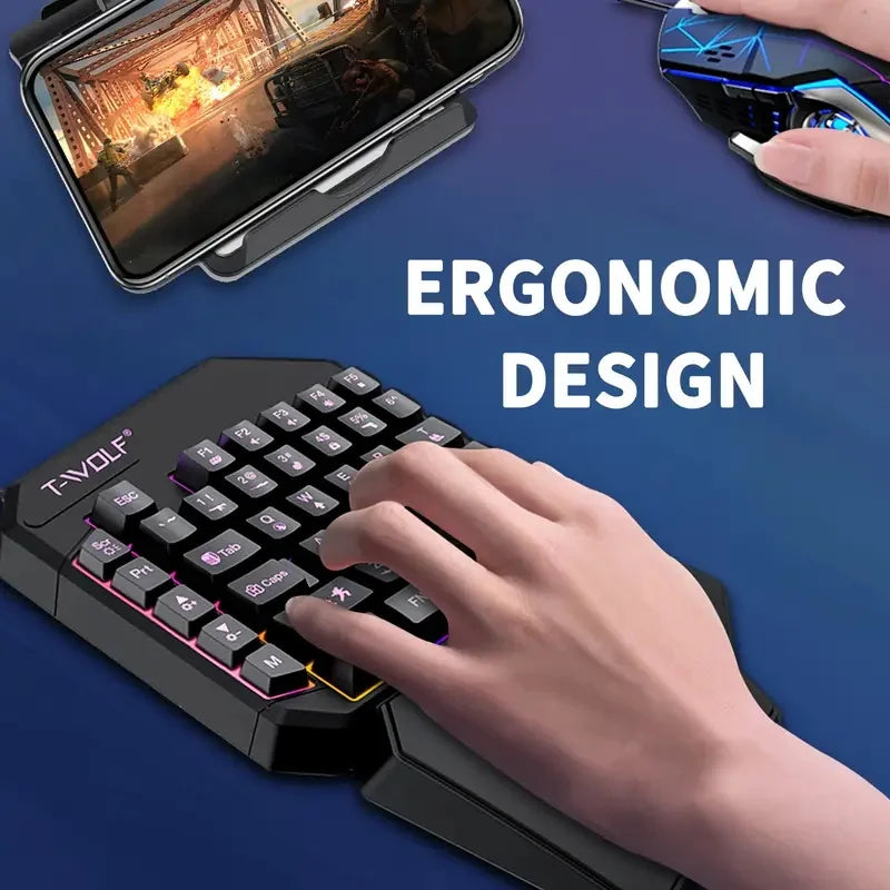 One-Handed Gaming Keyboard, 40-Key RGB Backlit Mechanical Feel Keypad