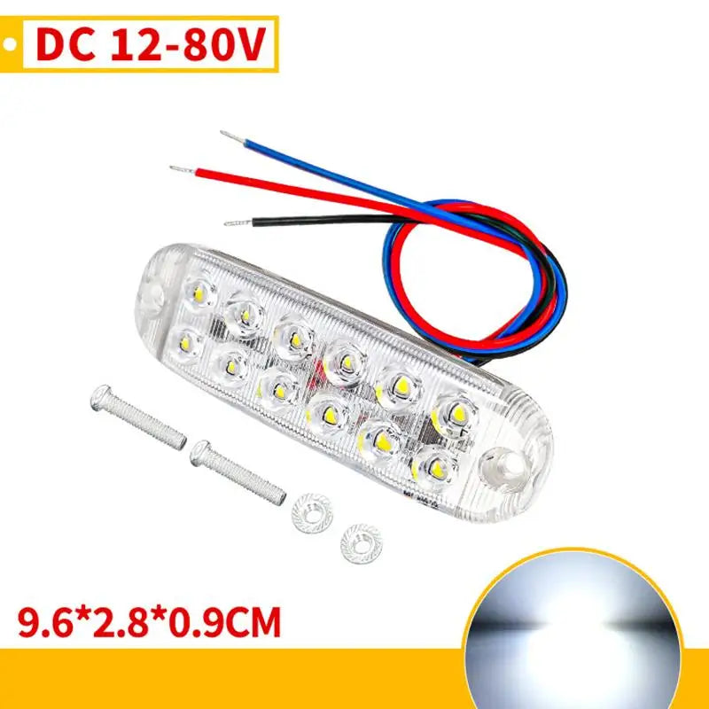 1Pc 12 LED Clearance Lights LED Flashing Warning Light 12V-80V RVs Trailer Car Truck Signal Lamp Indicator Light Traffic Lights