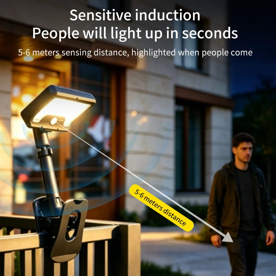 LED Motion Sensor Solar Light Outdoor Waterproof 3 Modes Clip-on Street Light Wall Solar Lamp for Garden Yard Camping Tent Patio