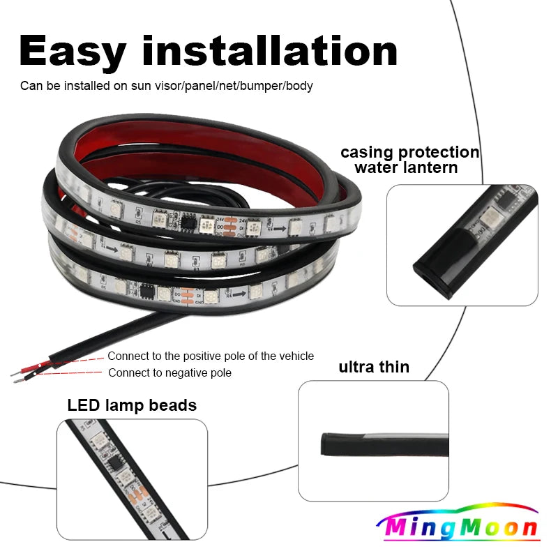 24V Truck Lights LED Strips DRL Brake Warning Driving Lights Bar Car Atmosphere Lamp Exterior Decoration Ambient Light