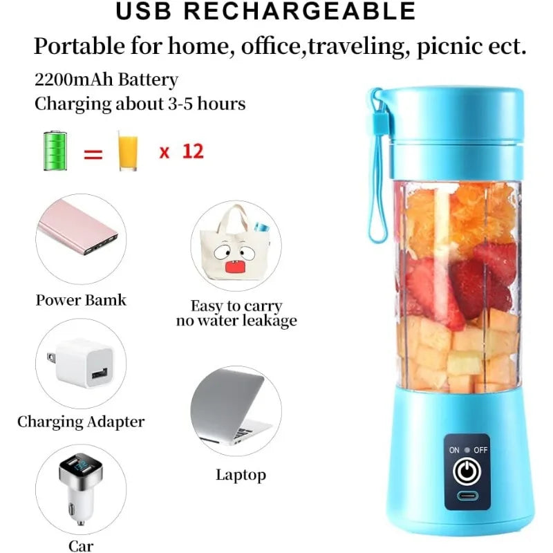 380ml Mini Blender Portable Blender Home USB Juicing CupRechargeable Smoothie Maker Sports Bottle for Shakes Smoothies Juice