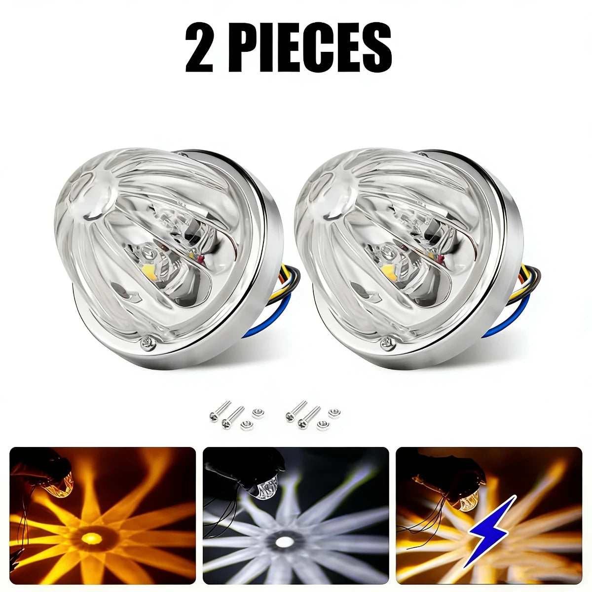 2 Pcs Truck Pickup ABS Watermelon Strobe Light Side Marker Indicator Turn Signal Brake Lamp LED Flashing Side Marker For Truck