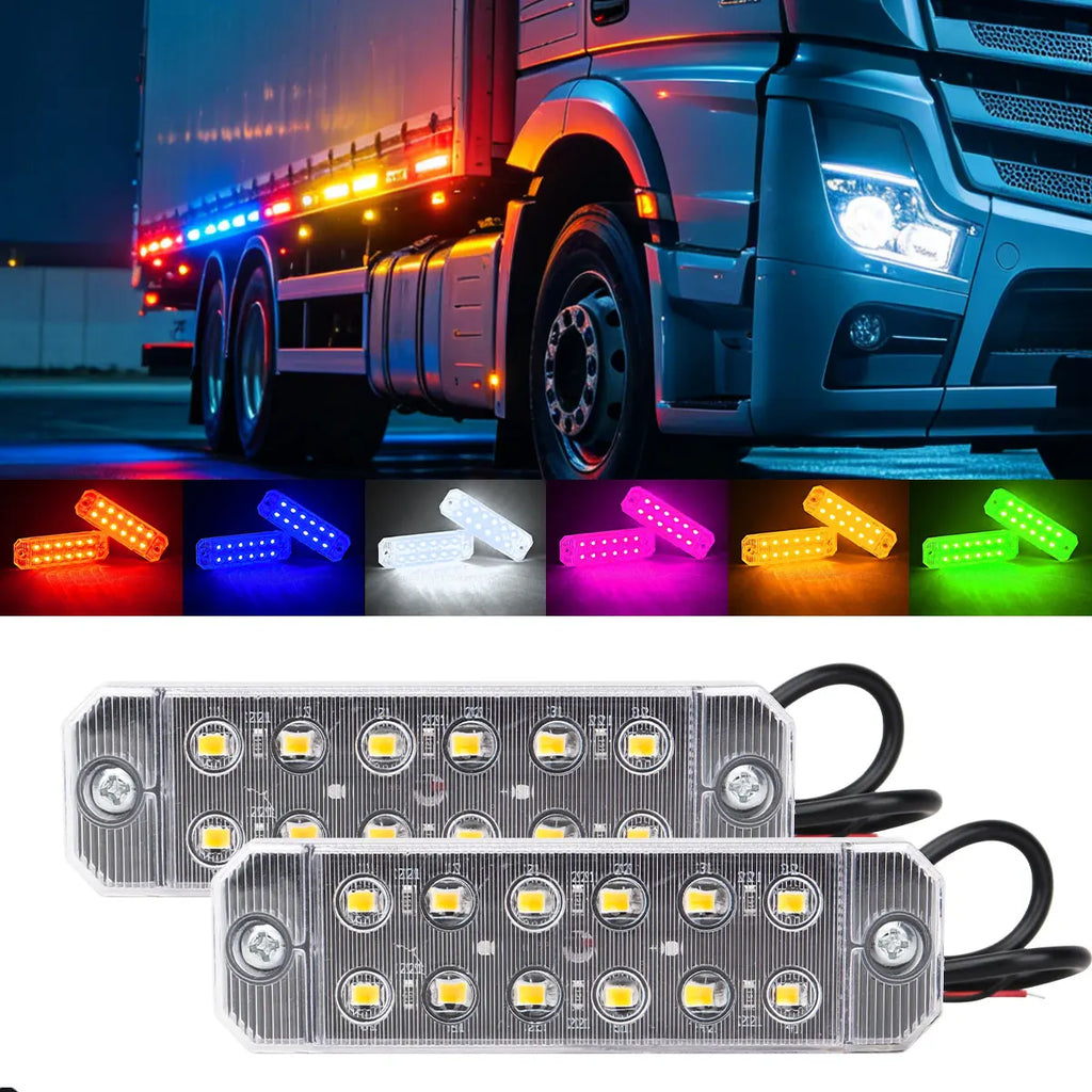4PCS 12V 24V Truck LED Side Marker Light 12 SMD Car Emergency Strobe Warning Light Indicator Signal Light Rear Taillight