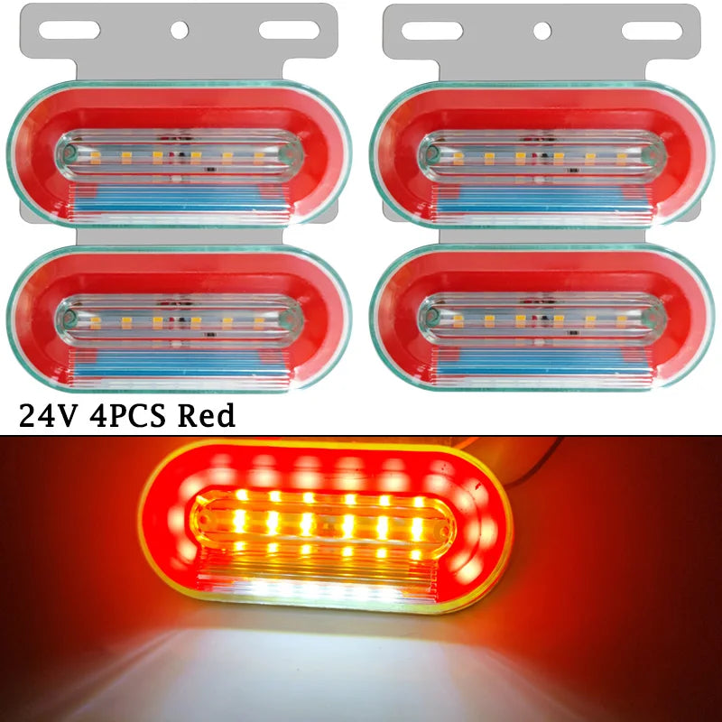 4pcs 24V LED Marker Lights Trailer Camion Clearance Lights for Volvo Truck Side Lights Cargo Lamp Lorry Tractor Turn Signals