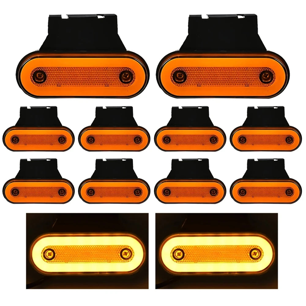10Pcs Truck Sidelight LED Clearance Lights 12V 24V Cargo Light Trailer Side Marker Car Width Signal Lamp Red White Amber