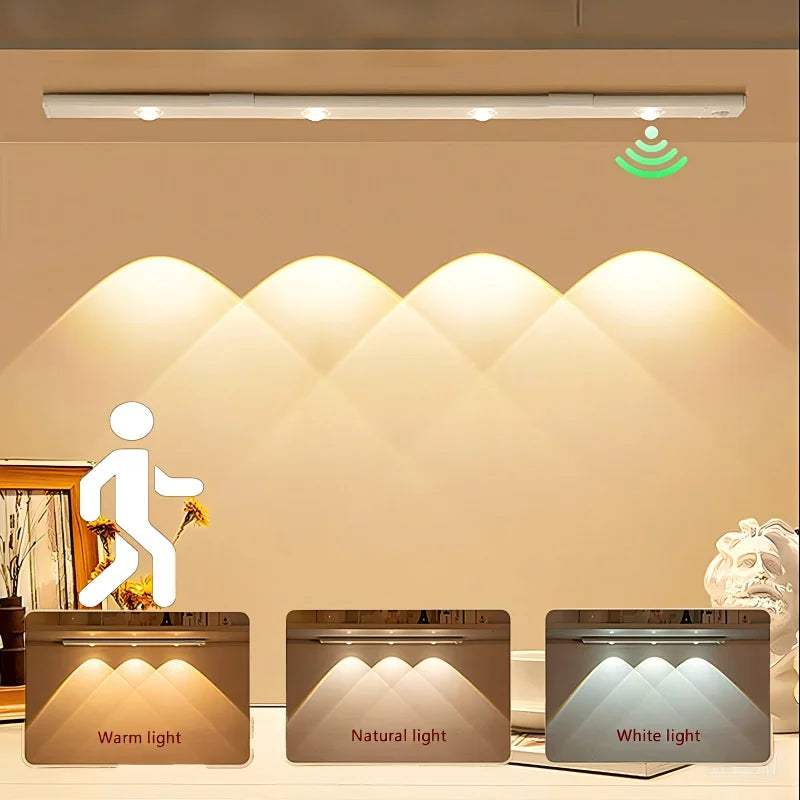 LED Motion Sensor Night Light 3 Colours Changing Eye Protection Desk Light Cabinet Decorative Light Indoor Night Lighting