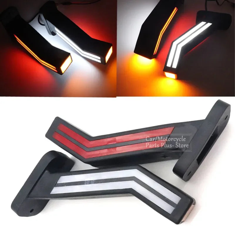 2Pcs 12V 24V Truck Side Marker Lights Running Water Tail Lights Waterproof Trailer LED Outline Marker Lighting Neon Stalk Lamp
