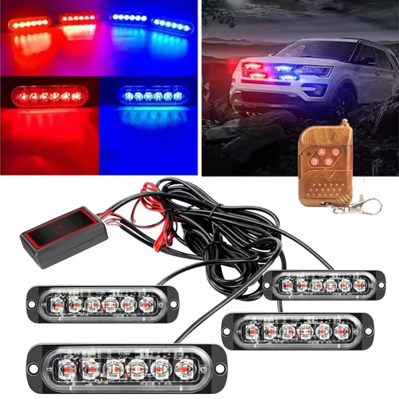 24 LED Strobe Light Wireless Car Emergency Flashing Light Car LED 12V Trailer Truck Strobos Police Warning Light Auto Diode Lamp