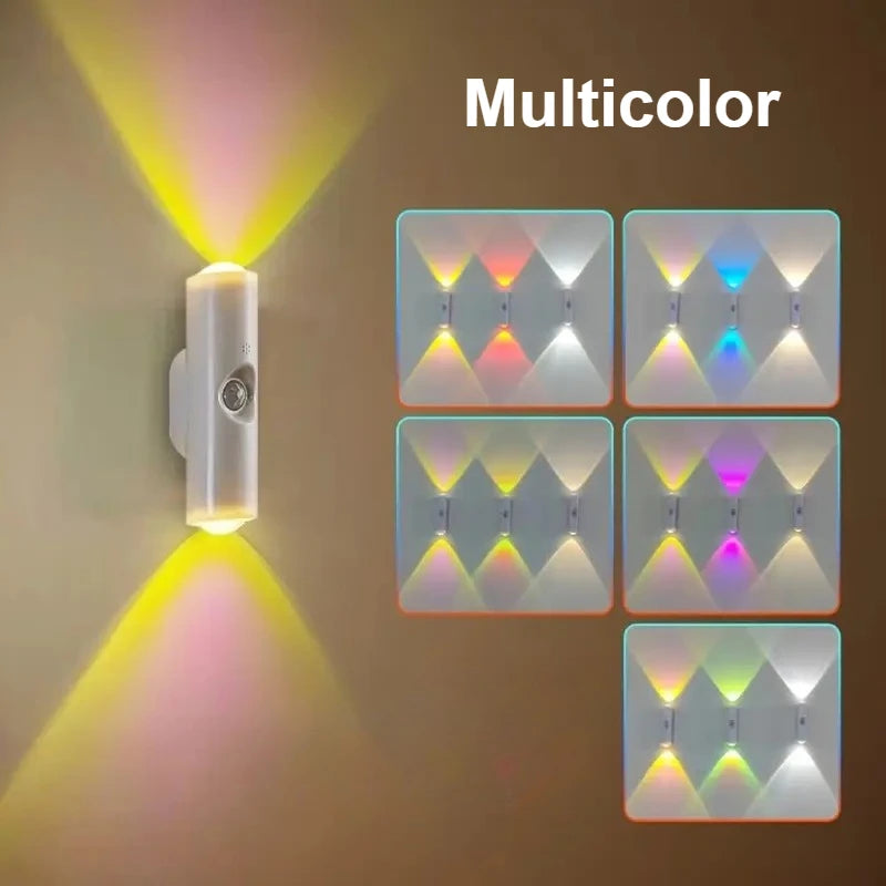 LED Motion Sensor Wall Lamp USB Rechargeable Bedside Night Light for Bedroom Corridor Staircase and Office Ambient Lighting
