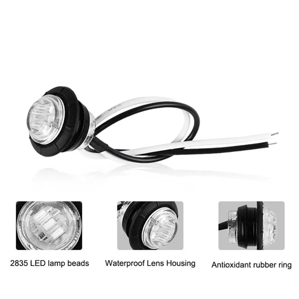10pcs 24V 3 / 4 Inch Led Truck Side Marker Light Round Turn Light for Truck RV Car Bus Trailer Caravan Boat