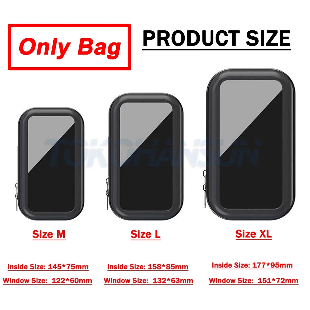 Separate Accessories! Universal Bicycle Motorcycle Phone Holder Waterproof Zipper Pocket Cellphone Handlebar Mount (Not a set)