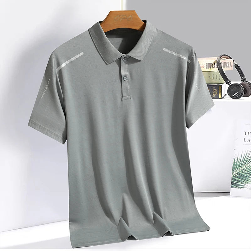 Men's Ice Silk Polo Shirt — Quick-Dry Breathable Sports T-Shirt