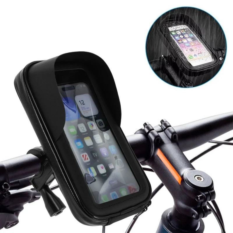 Waterproof Bicycle Cell Phone Holder Motorcycle Bike Handlebar Mobile Phone Bag For iPhone Huawei Realme Phone Stand Accessories