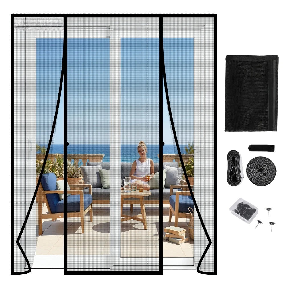 Magnetic Screen Door for Sliding & French Doors Double-Sided Opening Screen Reinforced Mesh with Strong Magnets for Large Front