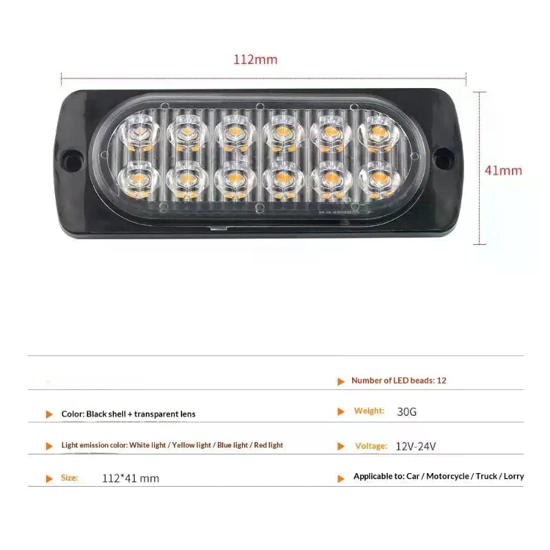LED Strobe Lights Emergency Flashing Beacon Warning Light 12V 24V Stroboscopes For Auto DRL Car Truck Amber Red Blue