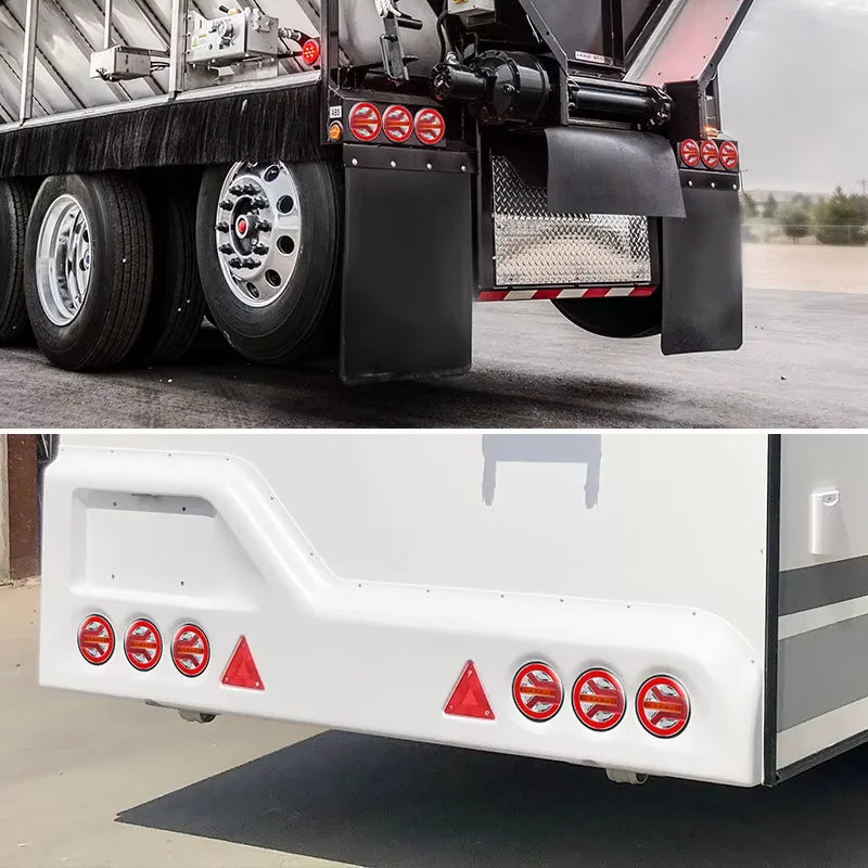 Truck Round LED Tail Light DRL Rear Brake Light Dynamic Turn Signal Lamp For Car Tractor Trailer Bus Van RV Pickup 4x4 12V 24V