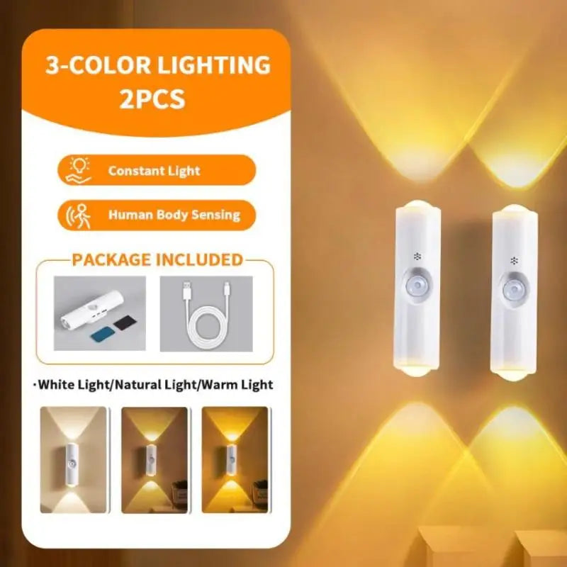 LED Motion Sensor Magnetic Wall Lamp Rechargeable for Night Ambient Illumination