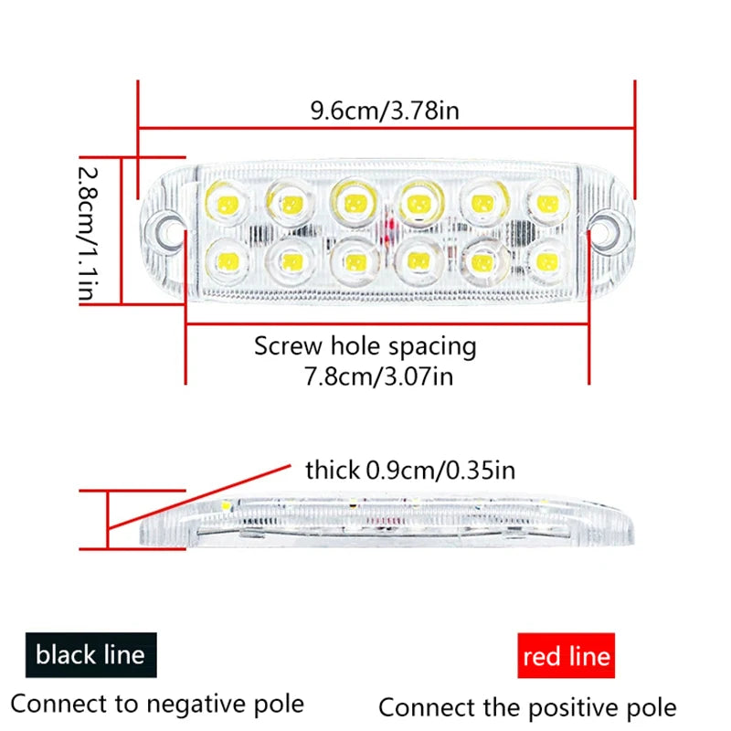 12 Led Strobe Side Warning Lights Strobe Grille Flashing Lightbar Car Truck Signal Lamp Traffic Lights 12V-80V