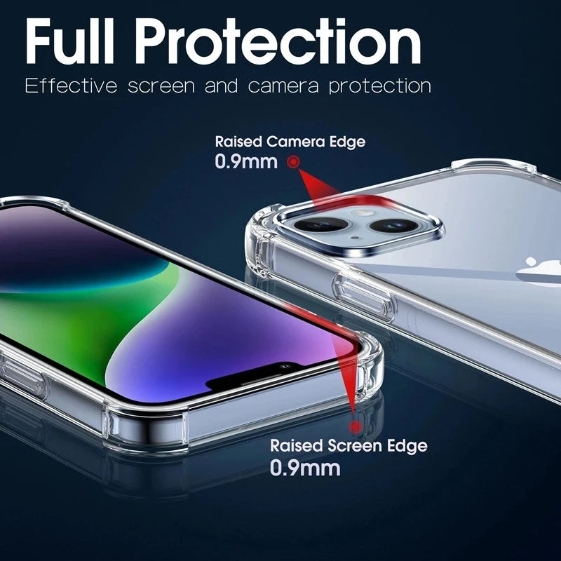 Shockproof Clear Phone Case For iPhone 15 14 11 13 12 Pro Max 7 8 Plus X XR XS Soft Silicone Protection Transparent Accessories