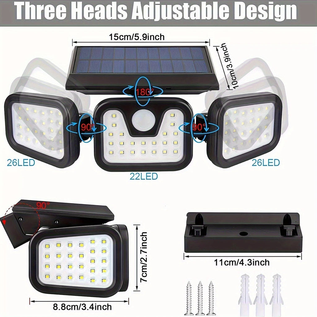 74 LED Solar Motion Sensor Light Outdoor Wall Front Door Yard Garage Pathway Christmas Lighting 3 Brightness Modes Solar Powered