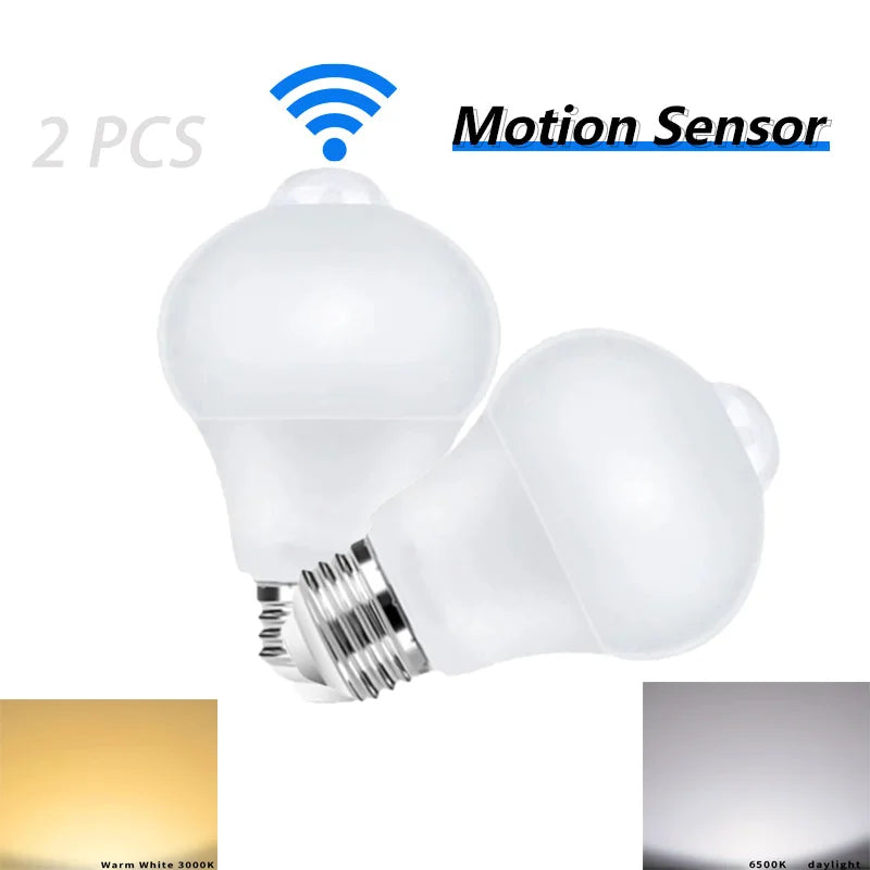2 pcs Motion Sensor LED Light 220V E27 6W 9W 12W 15W 18W 20W LED Lamp Auto Smart Infrared LED Bulb Energy Saving Bombillas Home