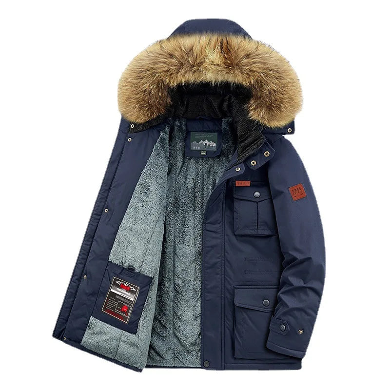 plus size 8XL Men hooded Fashion Mens Parkas Thicken Male Thick Warm Coat Parkas Hooded Winter Windproof Man Jacket Parka mens