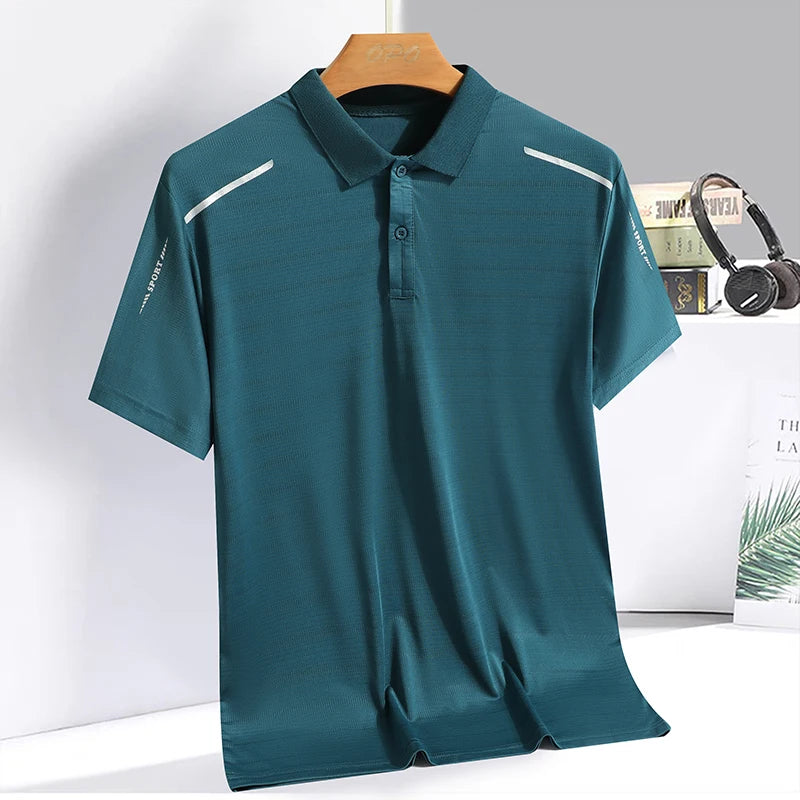 Men's Ice Silk Polo Shirt — Quick-Dry Breathable Sports T-Shirt
