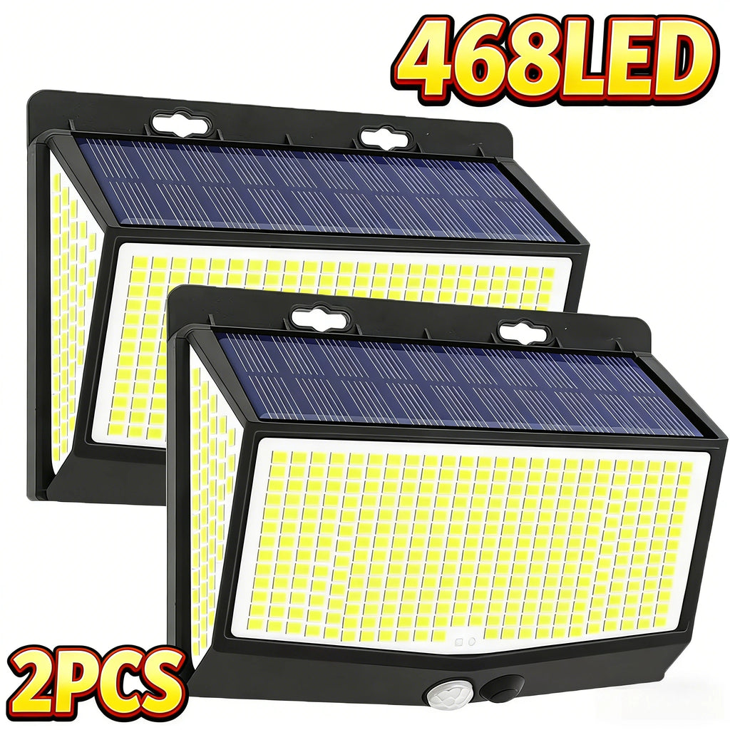 468LED Solar Motion Sensor Lights 3 Modes IP65 Waterproof COB Outdoor Wall Lights Patio Yard Garage Garden Solar Light Outdoor